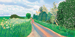 hockney david early blossom paintings woldgate landscape landscapes oil bigger 2009 canvas artist obras painting artwork yorkshire spring sledmere east