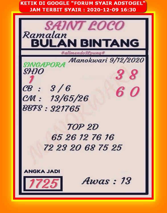 Syair Sgp Rabu 9 Desember 2020 Royal Syair