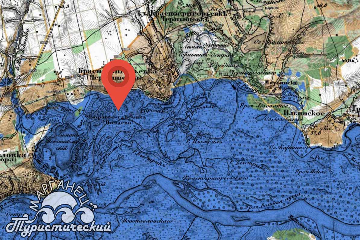 Каховское водохранилище на карте