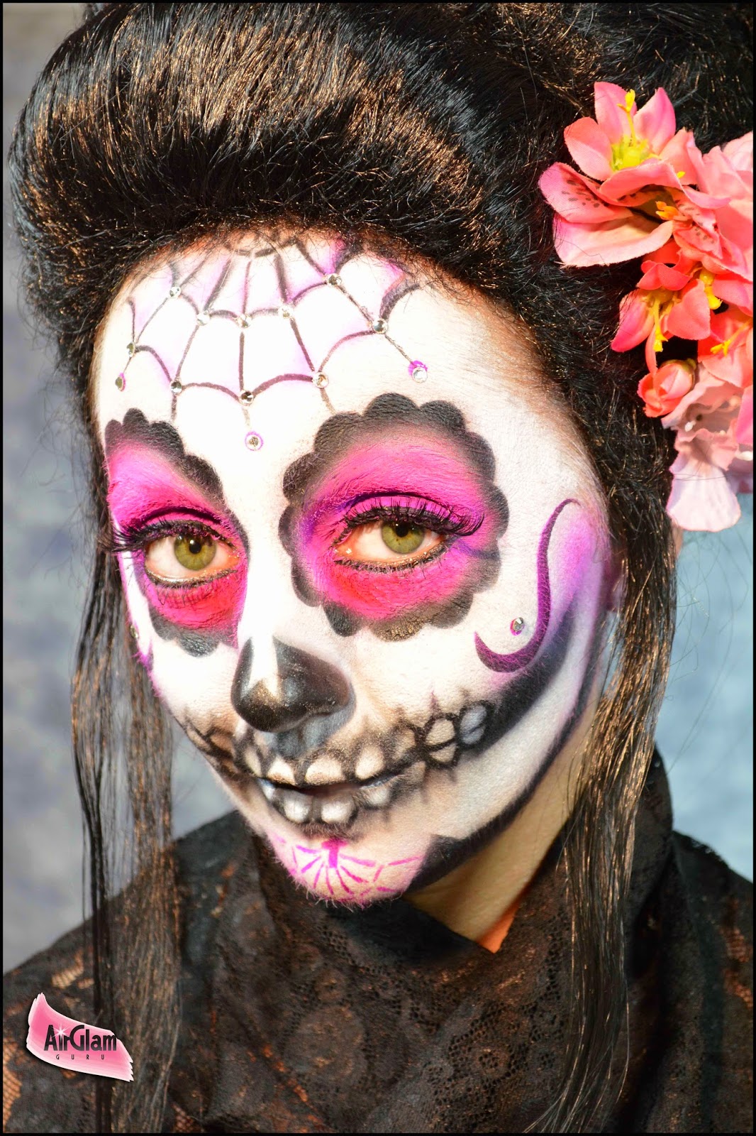 Sugar Skull Day of the Dead Makeup, Black Light