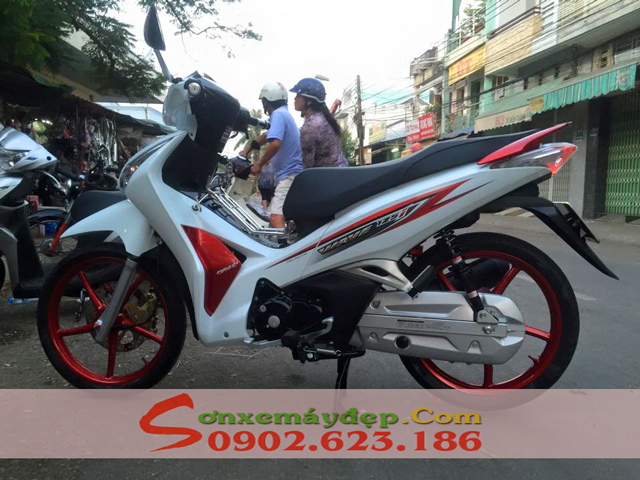 Sơn xe Honda Future 125 màu trắng đỏ