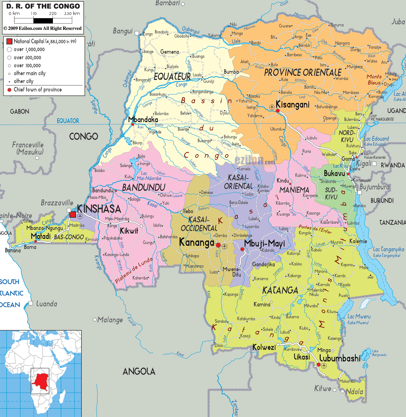 MAPS OF DEMOCRATIC REPUBLIC OF THE CONGO