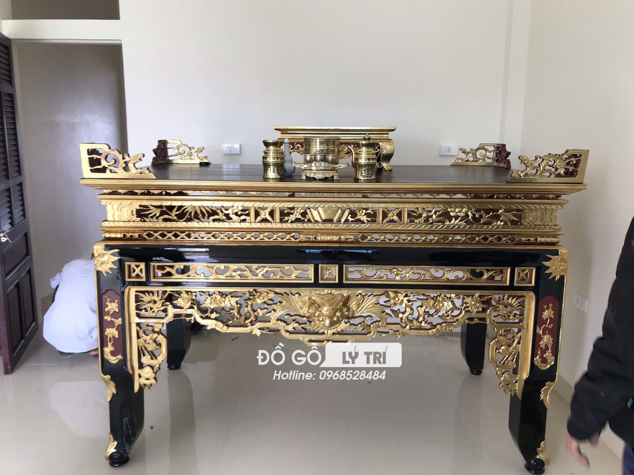 Án gian gỗ mít ta dài 1m97 sơn son thiếp vàng