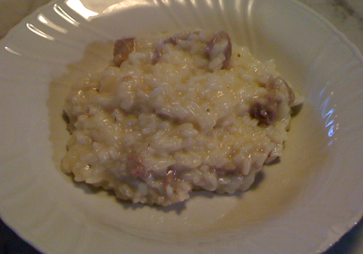 risotto con salsiccia e galbanino