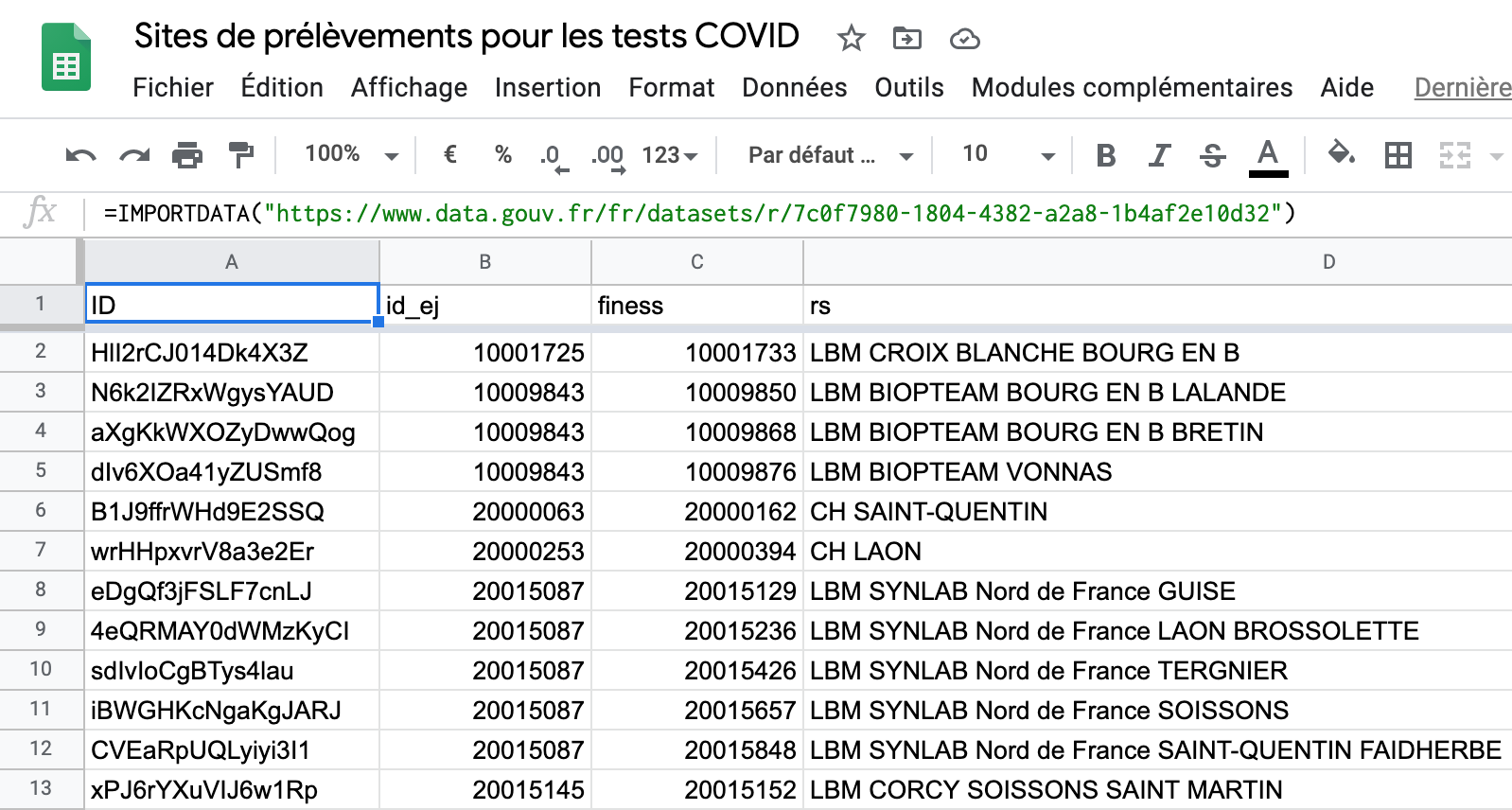 Importer des données CSV et Excel dans Google Sheets