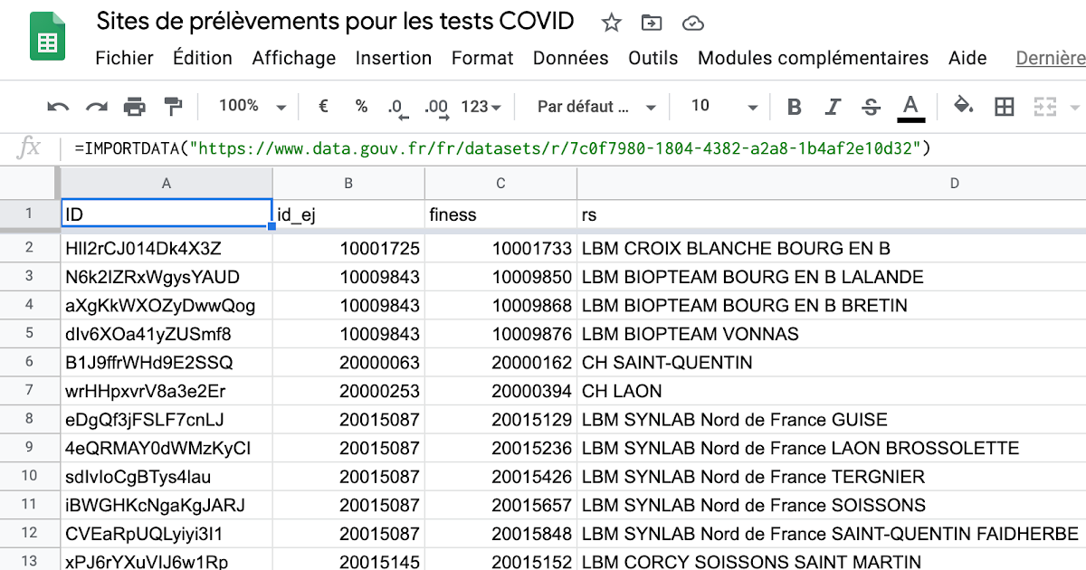 Importer des données CSV et Excel dans Google Sheets
