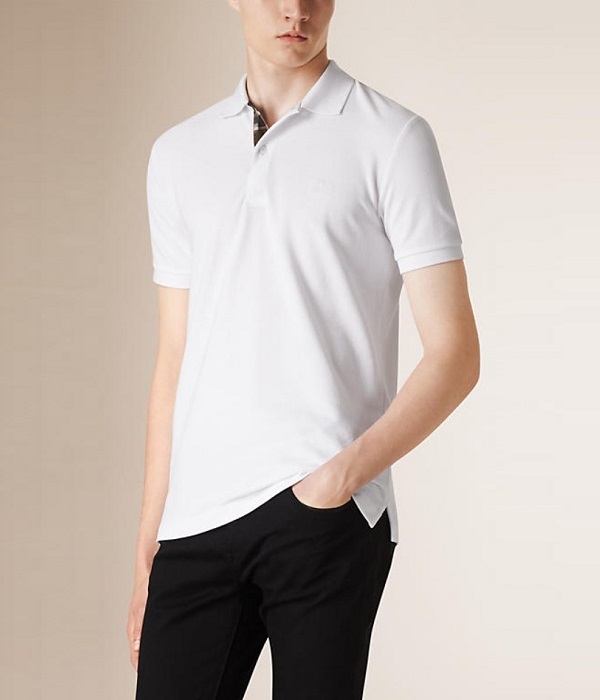 Áo thun nam có cổ Burberry Polo màu trắng, áo phông BBR hàng hiệu cao cấp công sở Like Authentic Áo thun nam có cổ Burberry Polo màu trắng, áo phông BBR hàng hiệu cao cấp công sở Like Authentic