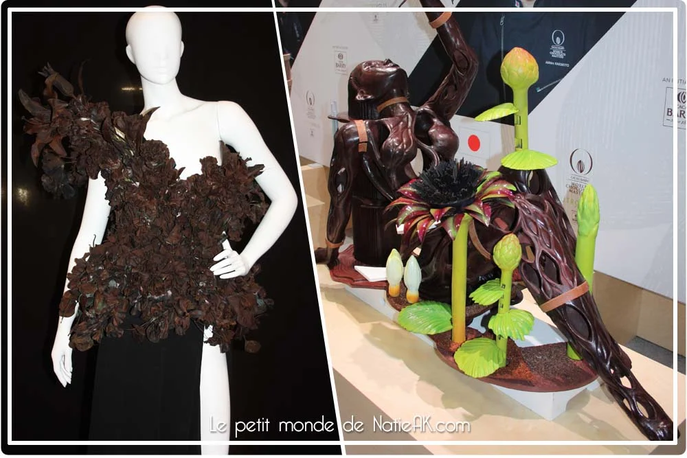 Robe chocolat et sculpture de Akihiro Kakimoto Salon du chocolat