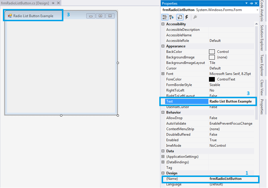 How to create and add a Radio List Button in to window application c