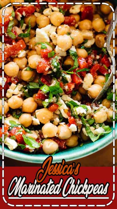 These marinated chickpeas are a little spicy, a little sweet, and totally irresistible. This recipe as great on its own as a light meal or appetizer, or served on salads or inside pitas. Recipe yields about 6 side servings.