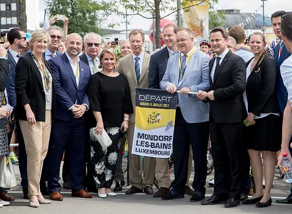 Grand Duke Henri of Luxembourg and his wife Grand Duchess Maria Teresa of Luxembourg started the Tour de France 2017