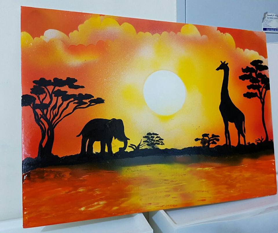 Awesome Spray Painting work done by a young lady facebook user