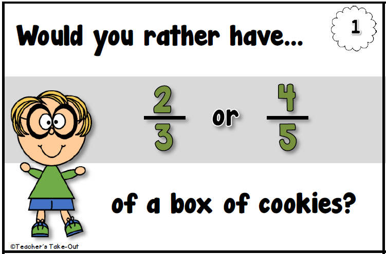 Would You Rather Fractions Task Cards Teacher S Take Out