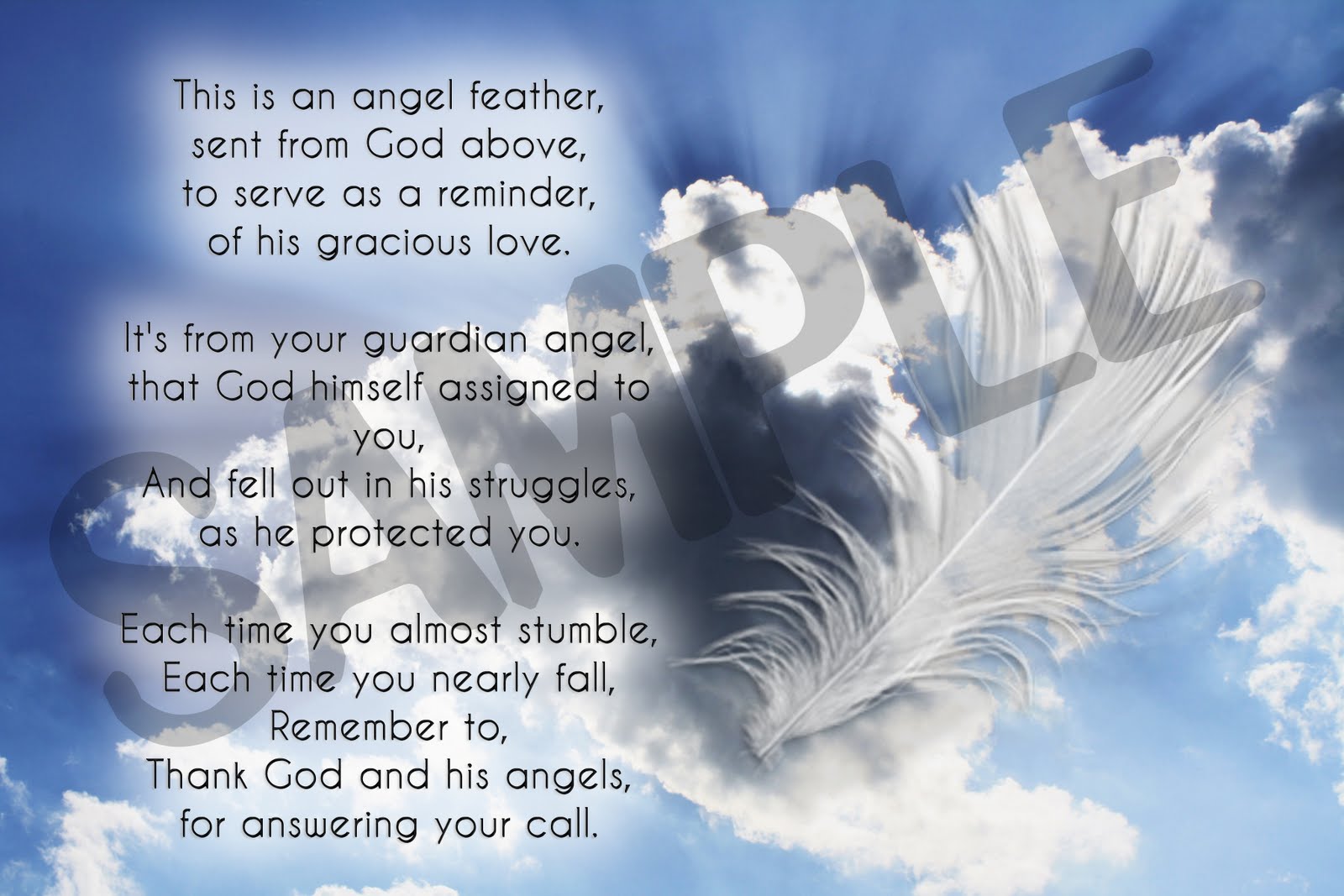 Angel Feather Poem Print