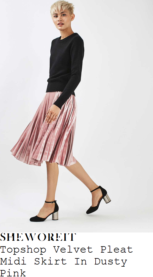 dusty rose pleated skirt