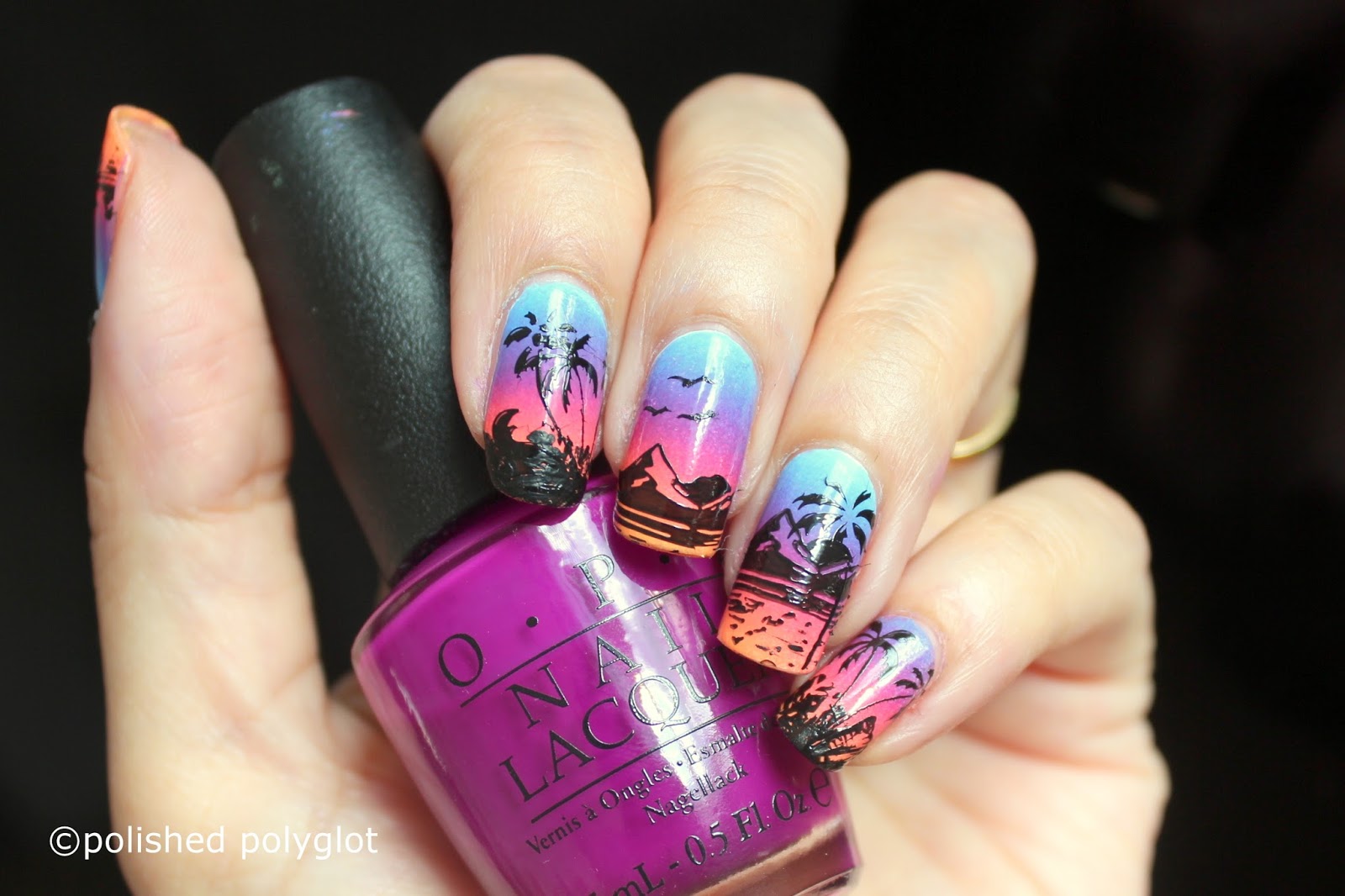 sunrise nail art design