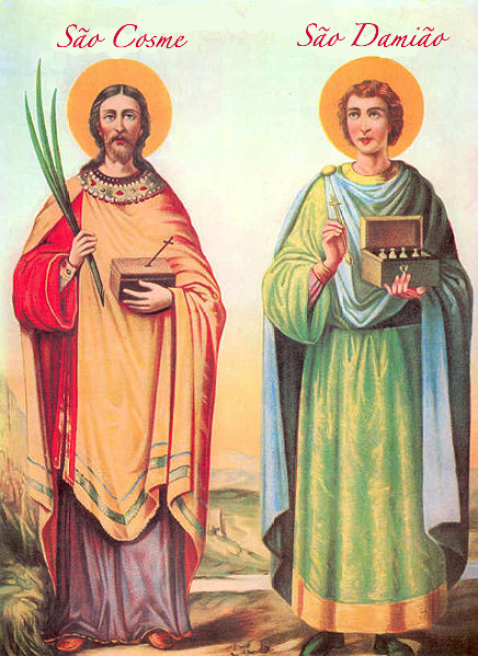 São Cosme e São Damião em ícone da Igreja Ortodoxa