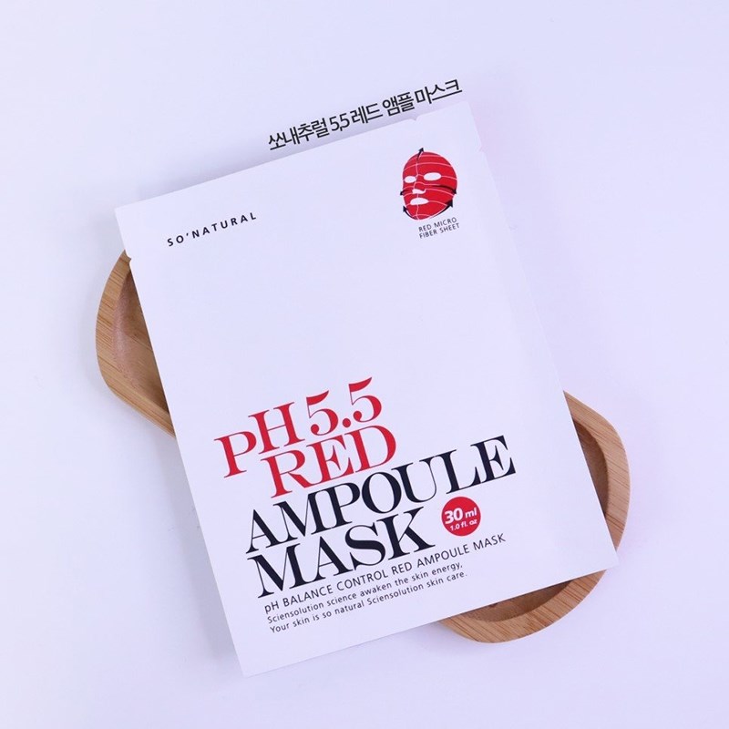 So’Natural Combo 5 chiếc mặt nạ dưỡng cân bằng da pH 5.5 Red Ampoule Mask 25g