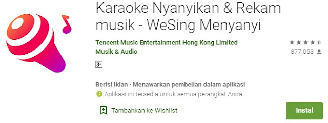 Aplikasi Karaoke Offline - Wesing (Playstore) Aplikasi Karaoke Offline