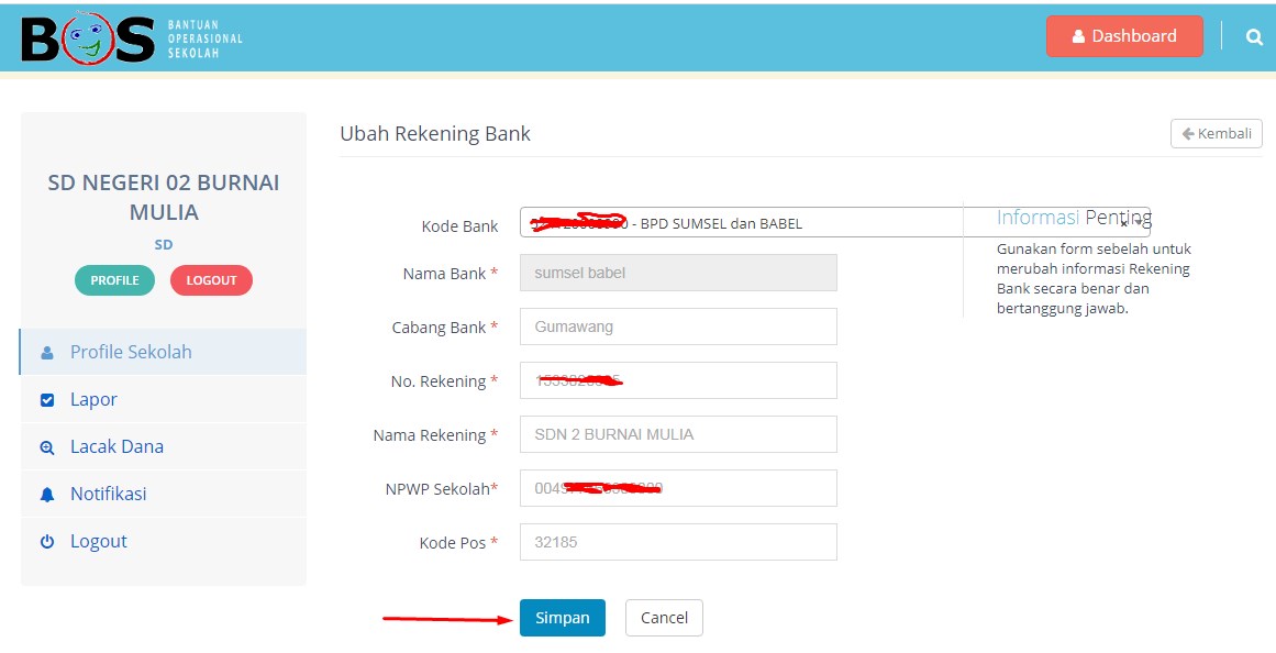 Update Rekening Sekolah dan Cara Konfirmasi agar Update Rekening Sekolah dan Cara Konfirmasi agar