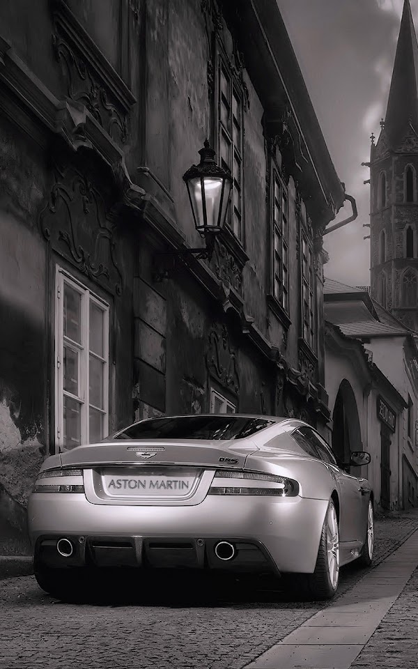 Black And White Aston Martin Back  Android Best Wallpaper