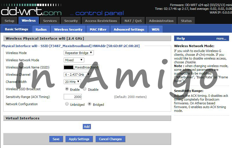 Bridging wireless connection as repeater with DDWRT