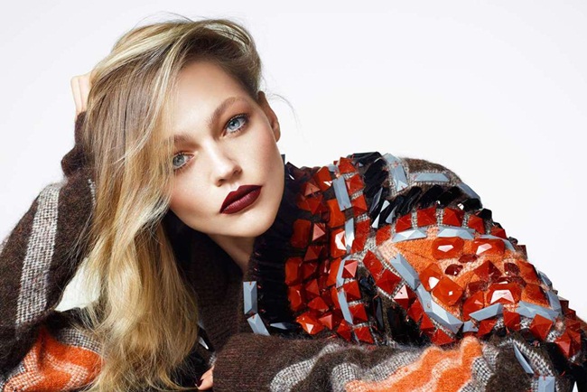 H&M Cosmetics Fall 2015 Campaign, Sasha Pivovarova H&M Studio Fall 2015 Beaded Turtleneck Sweater