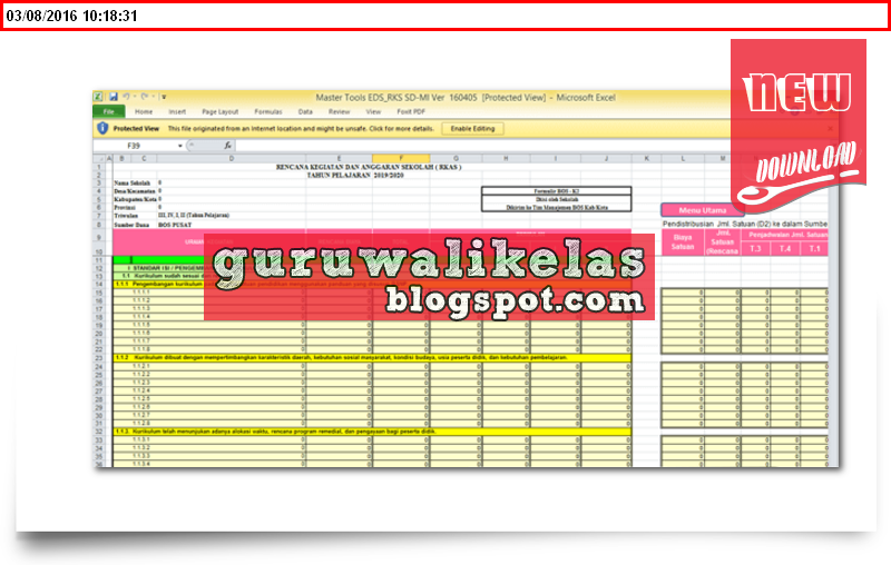 CONTOH RKAS SD NEW UPDATE 2016/2017