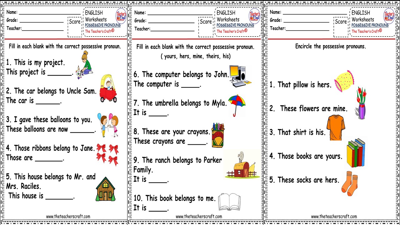 Possessive Pronouns Worksheets With Answers Pdf