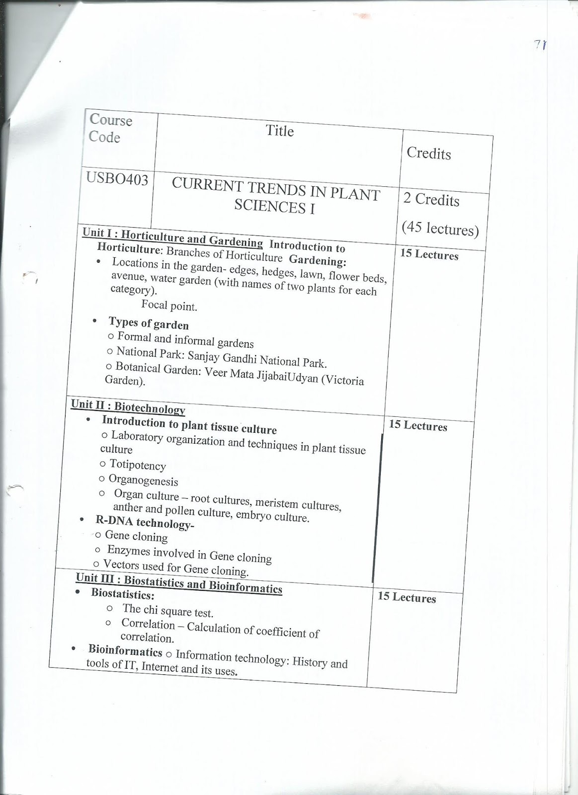 Revised SYBSc Botany Syllabus from 201718 Onwards