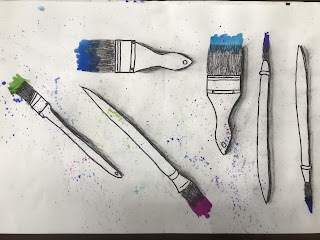 So pleased with our Jim Dine inspired paintbrushes!!! Kids loved the color  additions, 5th grade!!#jimdine #pa…