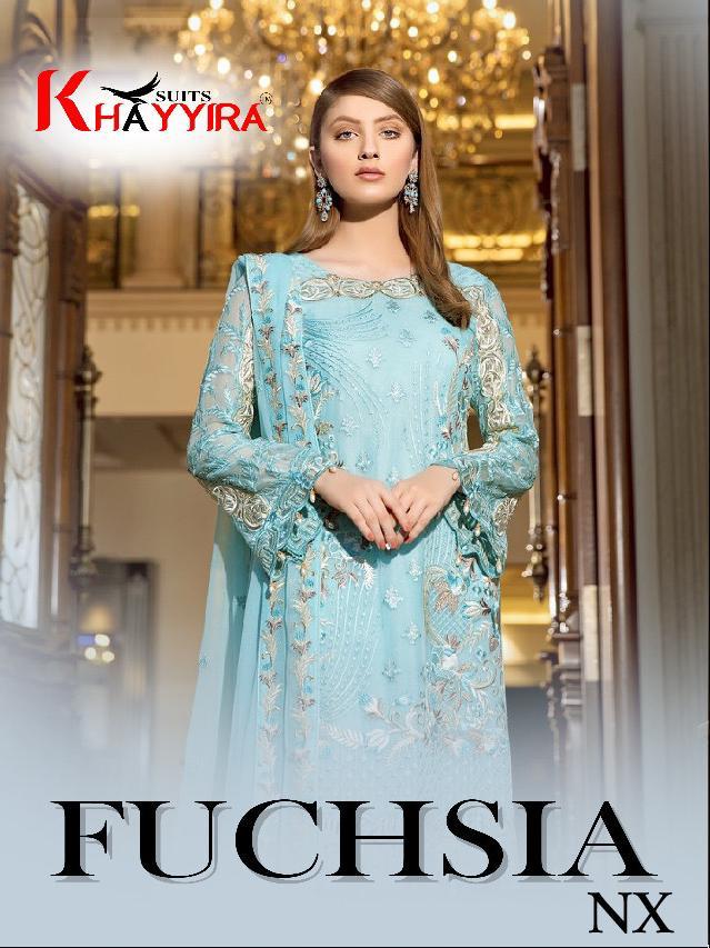 Khayyira Fuchsia Nx Georgette Pakistani Suits wholesaler