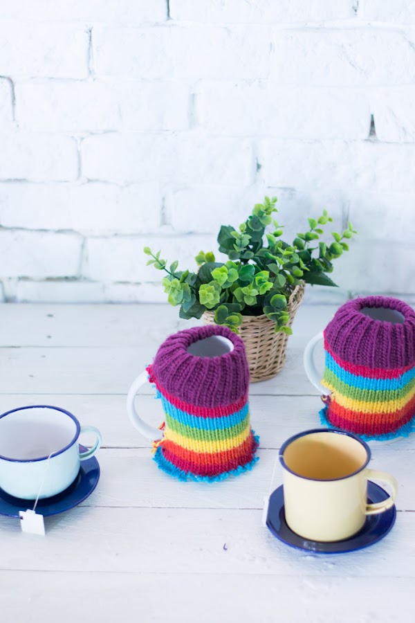 Tazas y cafeteras forradas diy