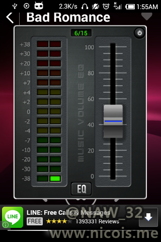 tampilan dynamic stereo Led UV meter di Music Volume EQ