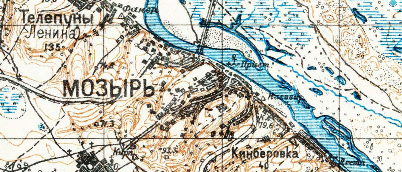 Карта мозырского района с деревнями и дорогами