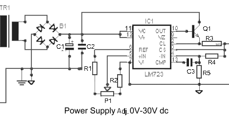 2N3055+UA723 Power Supply Adjustable 0-30V 2A | Electronic Circuits