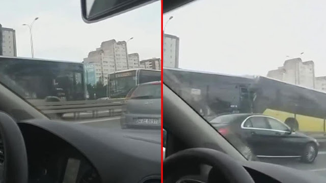 İstanbulda Metrobüsler Kafa Kafaya Kavga Etti