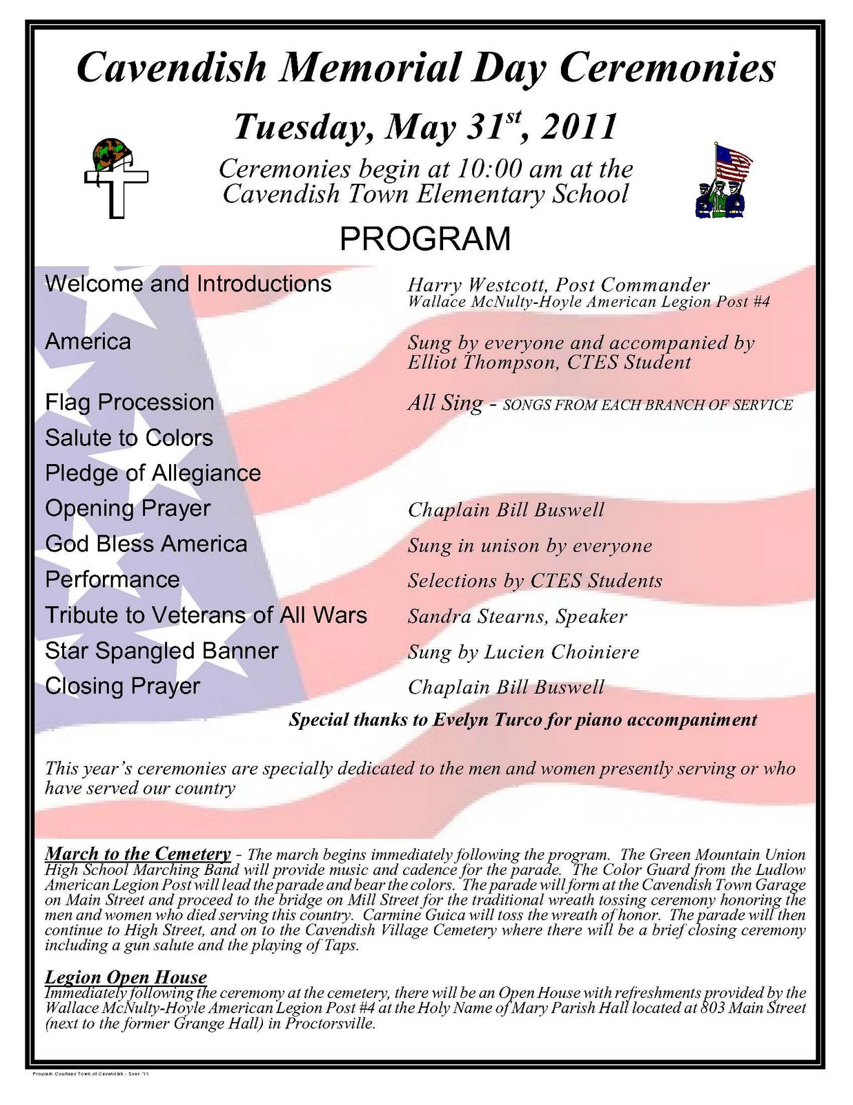 Cavendish Historical Society News Cavendish Memorial Day Celebrations 2011