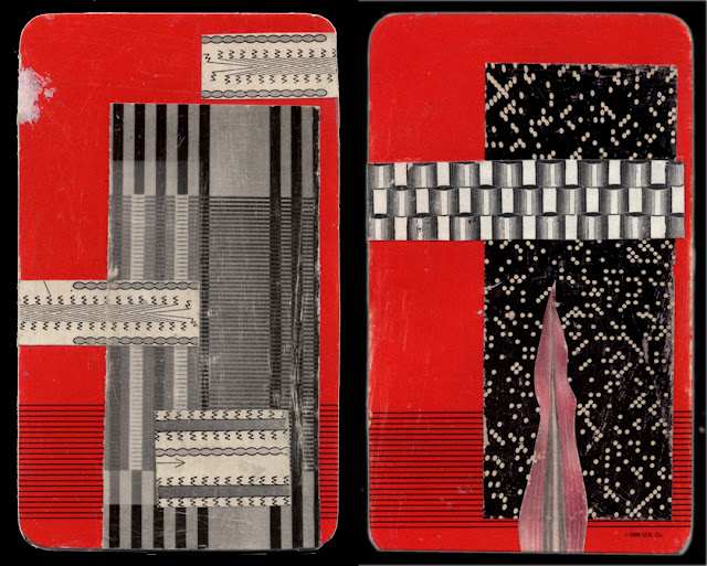 Abstract collages on back of playing cards