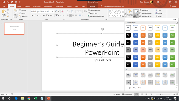 Esercitazione di presentazione di Microsoft PowerPoint