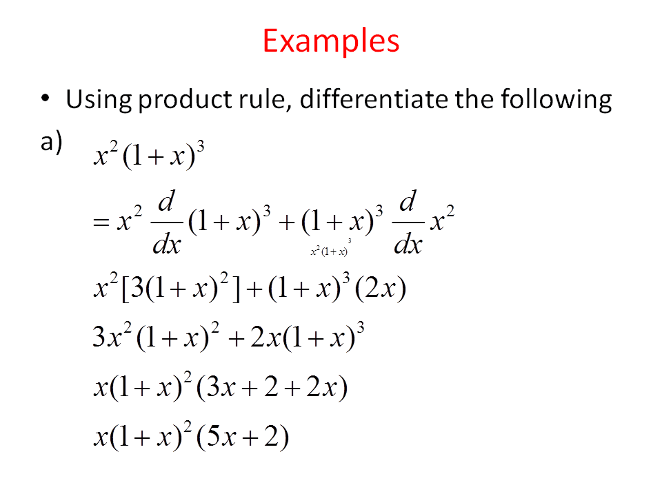 Product Rule Differentiation Worksheet