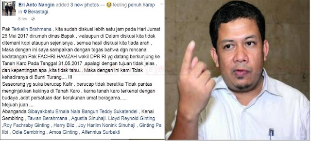 Usai Manado, Kini Giliran Warga Tanah Karo Tolak Kedatangan Politikus Bermulut Celometan Fahri Hamzah