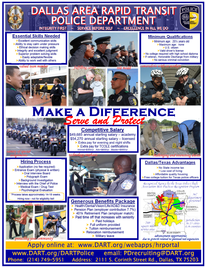 CCJS Undergrad Blog Dallas Area Rapid Transit (DART) Police hiring NOW!