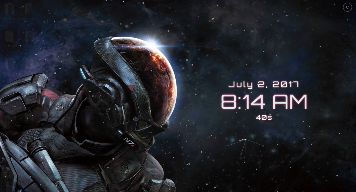 Mass Effect Andromeda + Digital Clock Wallpaper Engine Free