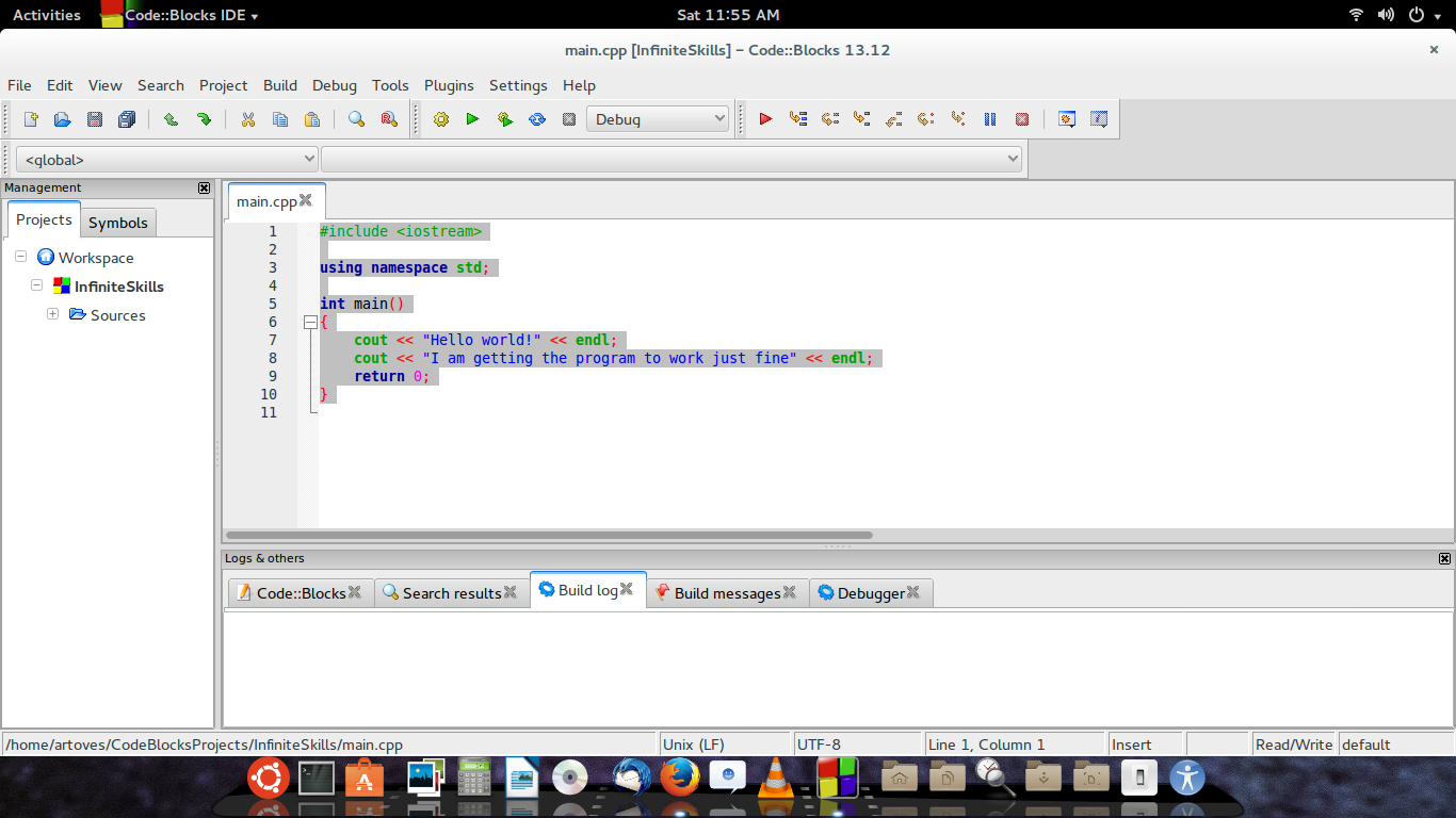 Hello World in C++!
