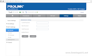 Change Prolink PRT7001H Web UI Configuration Page Password