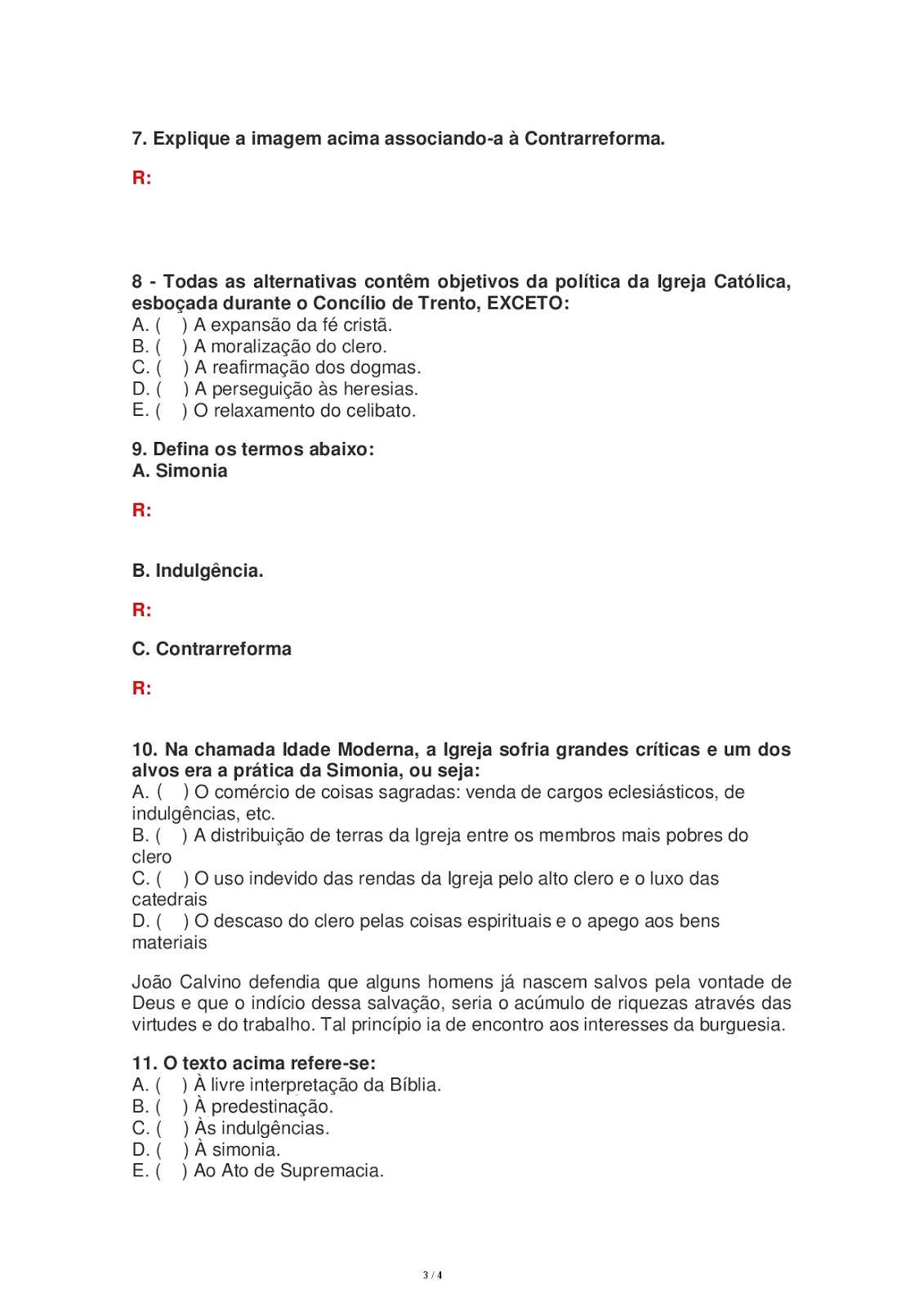 Exercícios Sobre Reforma Protestante 7 Ano Com Gabarito EDUBRAINAZ Exercícios Sobre Reforma Protestante 7 Ano Com Gabarito EDUBRAINAZ
