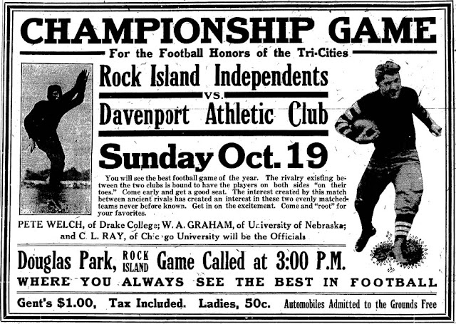 Pro Football Journal 1919 Rock Island Independents Football Ads