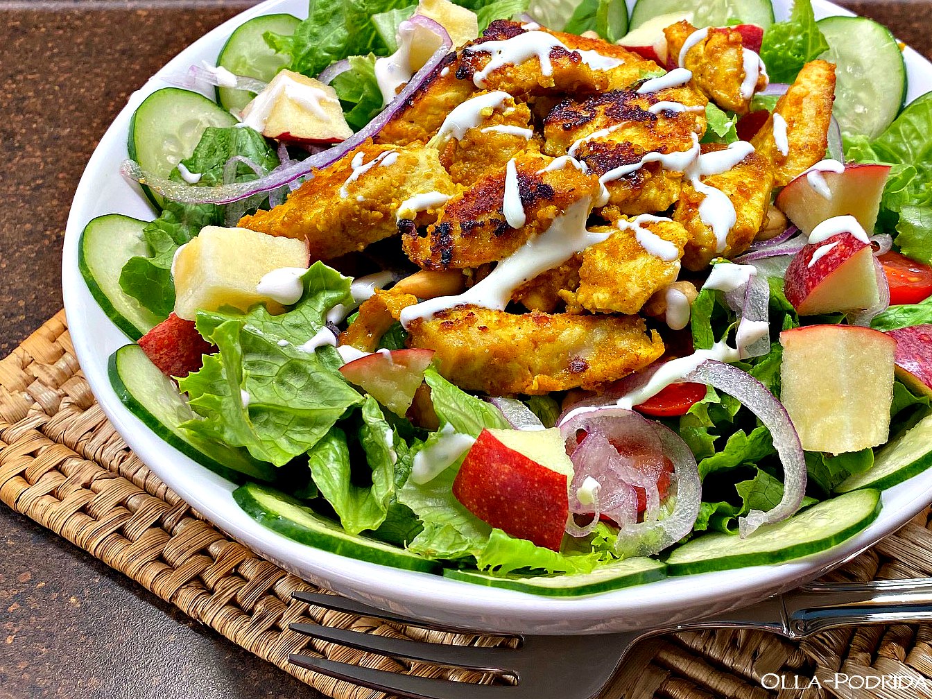 OllaPodrida Chicken Tikka Salad with Yogurt Mint Dressing
