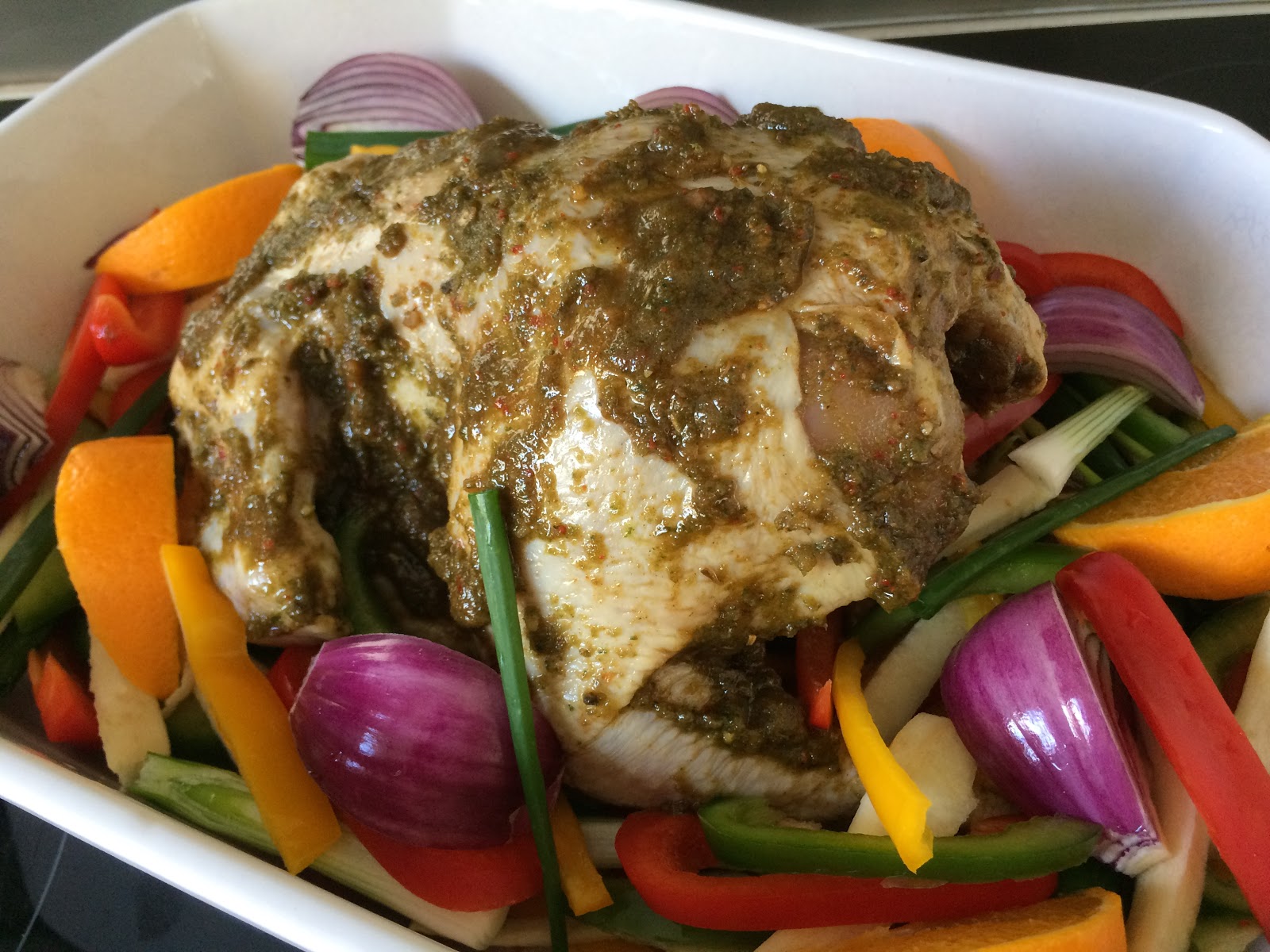 Family FECS Jamaicaninspired Roasted Jerk Chicken with Pepper Bells